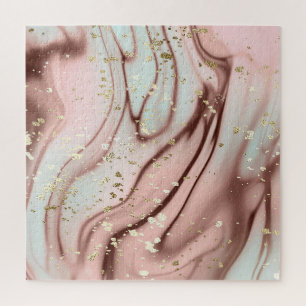 Quebra-cabeça mármore líquido: fundo abstrato, brilho dourado