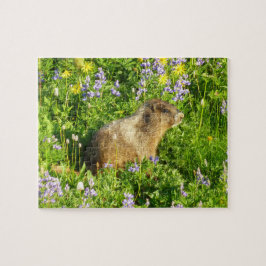 Quebra-cabeça Marmot no Monte Rainier Wildflower
