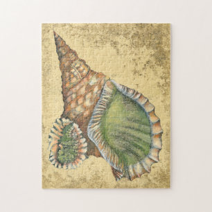 Quebra-cabeça Marrom e Seashell Verde