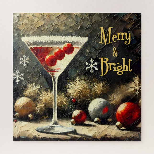Quebra-cabeça Martini de Natal de Cranberry Triplo Retro dos Ano (Vertical)