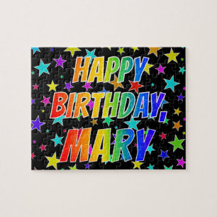 Quebra-cabeça "MARY" Primeiro Nome, Diversão "FELIZ ANIVERSÁRI