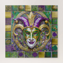 Quebra-cabeça Máscara de Jester Mardi Gras Roxo Verde Dourado