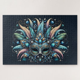 Quebra-cabeça Máscara de Joias com Penas Boho Masquerade