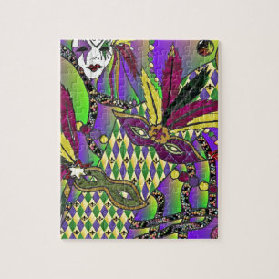 Quebra-cabeça Máscaras de penas do Mardi Gras Psychedelic