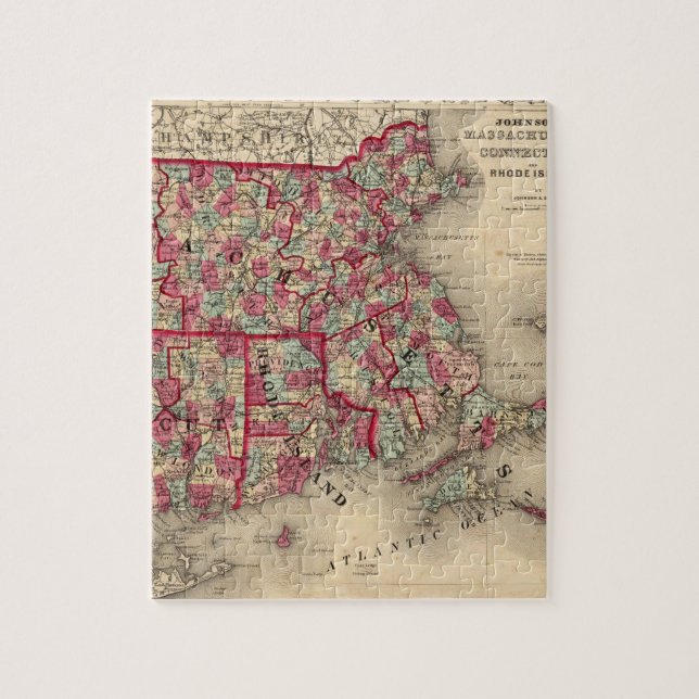 Quebra-cabeça Massachusetts, Connecticut e Rhode Island (Vertical)