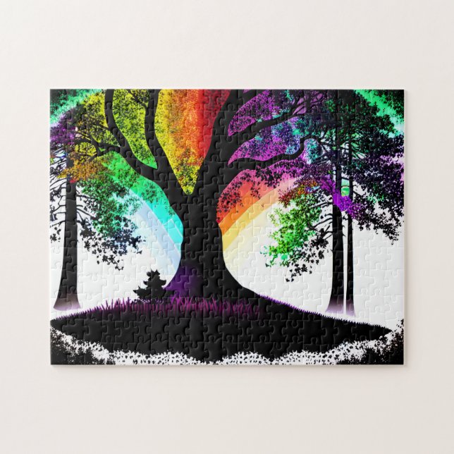 Quebra-cabeça Mata Mágica e Encantada de abstrato Multicolorida (Horizontal)