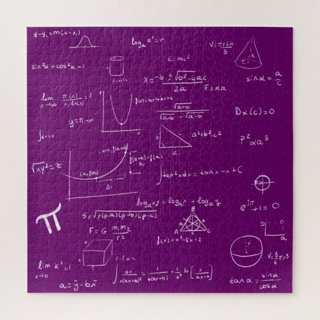 Quebra-cabeça Mathematic Formulas and Equations Purple and White (Vertical)