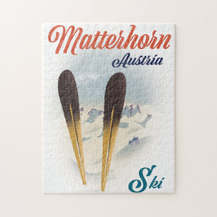 Quebra-cabeça Matterhorn Austria ski poster.