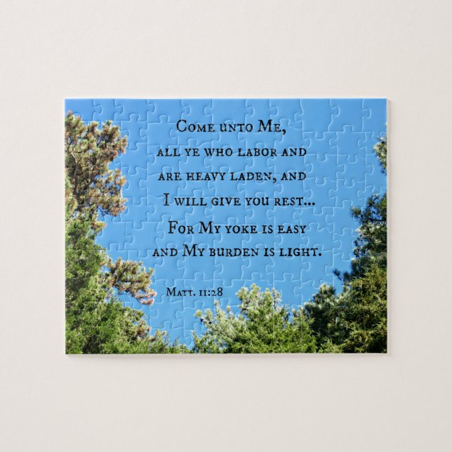 Quebra-cabeça Matthew 11:28 Venha até mim todos que trabalhem... (Horizontal)