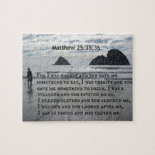 Quebra-cabeça Matthew 25:35,36, porque eu estava com fome e você