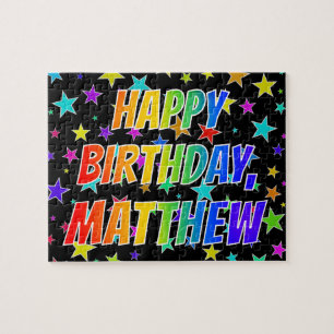 Quebra-cabeça "MATTHEW" Primeiro Nome, Diversão "FELIZ ANIVERS