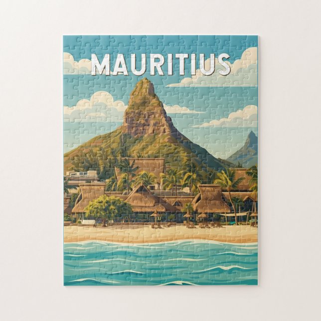 Quebra-cabeça Mauritius Illustration Travel Art Vintage (Vertical)