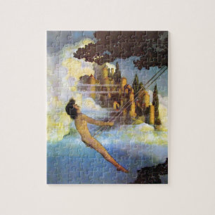 Quebra-cabeça Maxfield Parrish o livro Dinky do vintage do