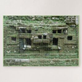 Quebra-cabeça Mayan Jaguar Mask Temple Landmark Lamanai Belize