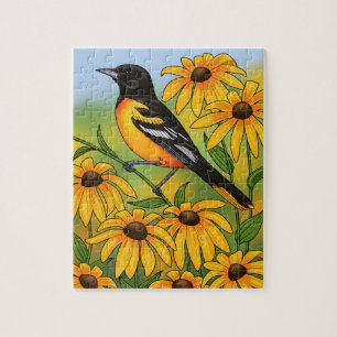Quebra-cabeça MD State Bird Oriole e Susan Flower de olhos negro
