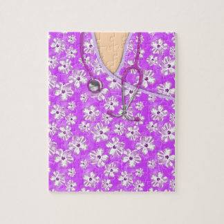 Quebra-cabeça Médico tropical roxo e branco esfrega