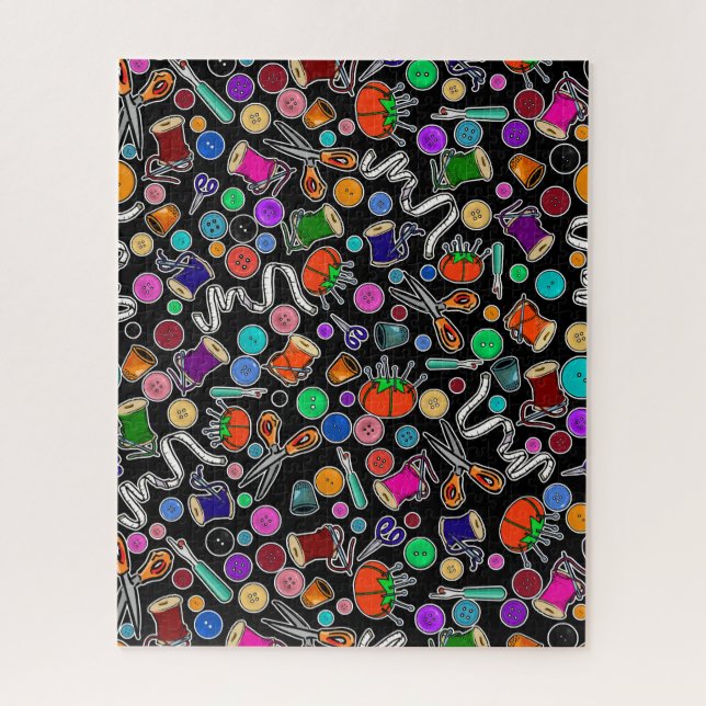 Quebra-cabeça Medir duas vezes o material de costura a preto (Vertical)