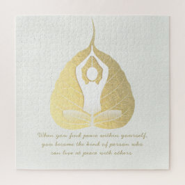 Quebra-cabeça Meditação de Instrutor Yoga Pose Bodhi Leaf Citaçõ
