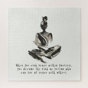 Quebra-cabeça Meditação de Instrutor Yoga Pose Pose Pincel Citaç