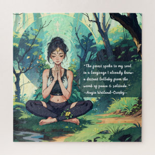 Quebra-cabeça Meditação de Yoga em Floresta Natural Citações Mes