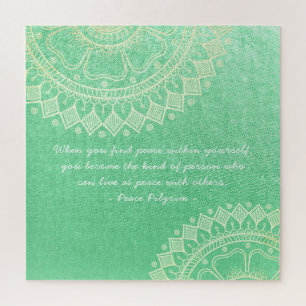Quebra-cabeça Meditação de Yoga Professora Green Dourada Mandala