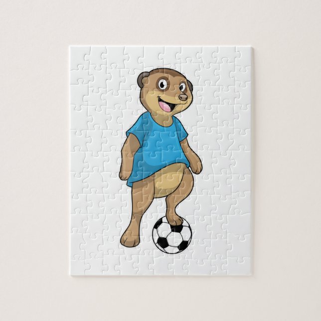 Quebra-cabeça Meerkat como jogador de futebol com futebol (Vertical)