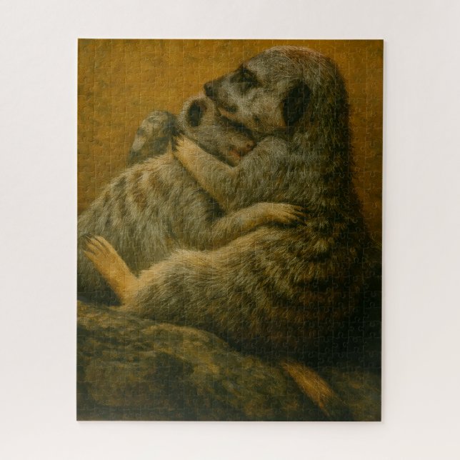 Quebra-cabeça Meerkat Embrace - Heart Wildlife Art Impressão (Vertical)