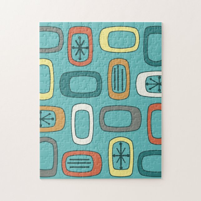 Quebra-cabeça Meio século MCM Arredondado Retângulo Aquamarine (Vertical)