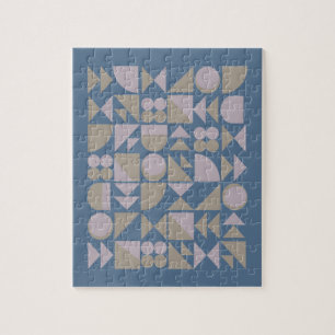 Quebra-cabeça Meio século Retroativo Formas Geométricas Azul