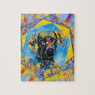 Quebra-cabeça Meios mistos do abstrato do cão de Weimaraner
