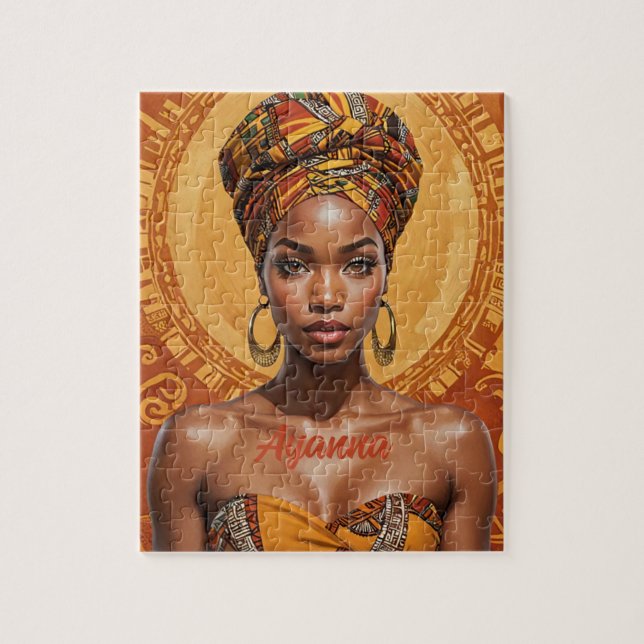 Quebra-cabeça Melanin Woman com Headwrap - Impressão africano (Vertical)