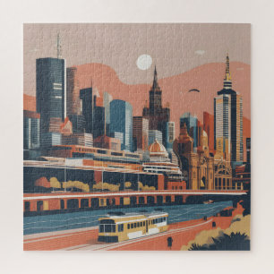 Quebra-cabeça Melbourne poster vintage