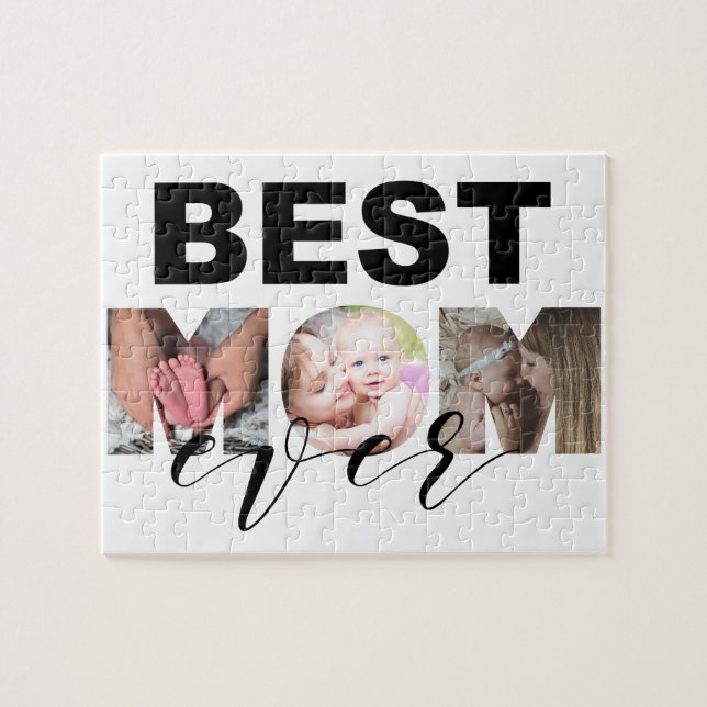 Quebra-cabeça Melhor Colagem de Fotos Personalizada da Mãe (Horizontal)