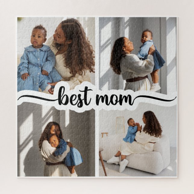Quebra-cabeça Melhor Colagem de Fotos Personalizada da Mãe 4 (Vertical)