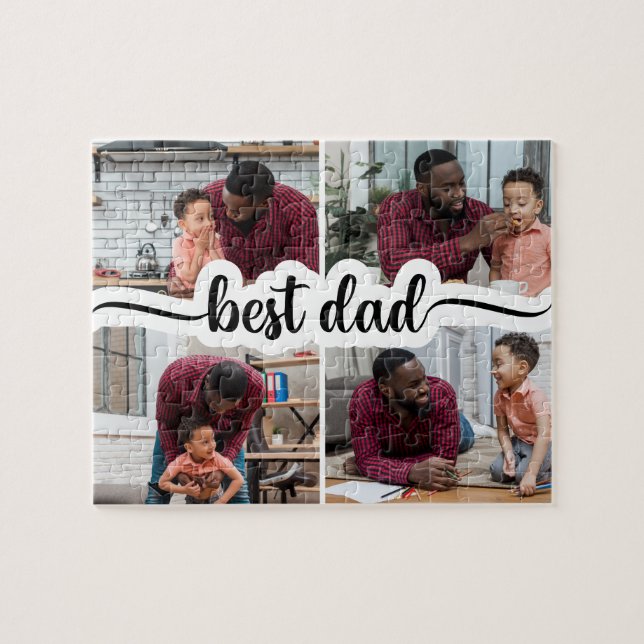 Quebra-cabeça Melhor Colagem de Fotos Personalizada do Pai 4 (Horizontal)