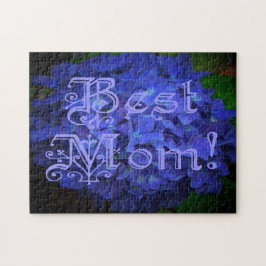 Quebra-cabeça Melhor mãe com fundo azul de flores