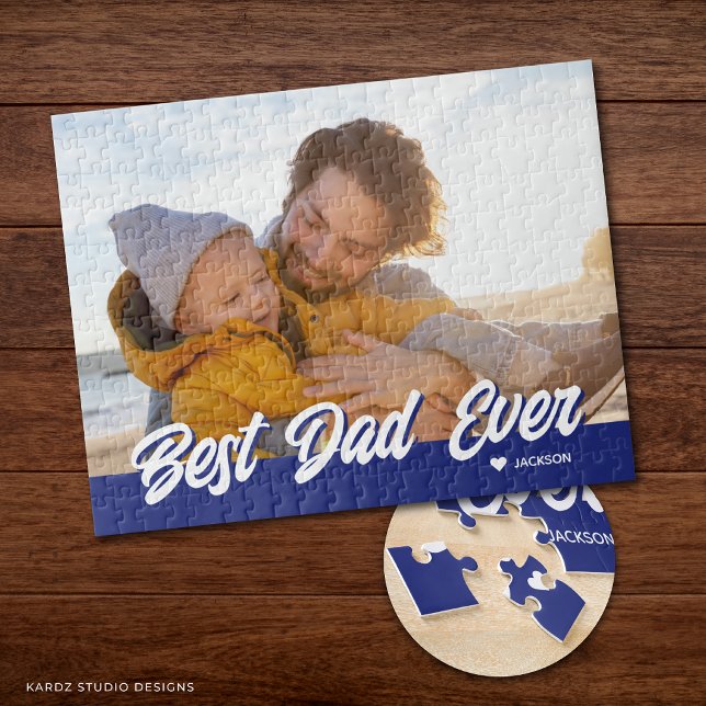 Quebra-cabeça Melhor Pai de Todos Presente Personalizado com Fot (Puzzle shown in 11 by 14 inches. Add a photo and name, and choose a size.)