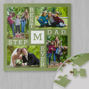 Quebra-cabeça Melhor Stepdad Verde De Colagem De Fotos Personali