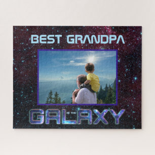 Quebra-cabeça Melhor Vovô Texto Glitter Azul Celestial Cósmico