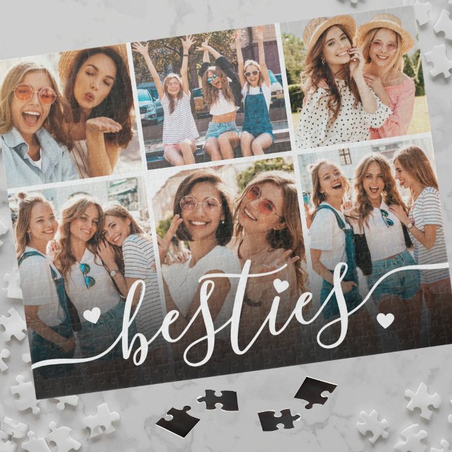 Quebra-cabeça Melhores Amigas Colagem de Fotos Elegante BFF (Best Friends Elegant BFF Collage Photo Jigsaw Puzzle)