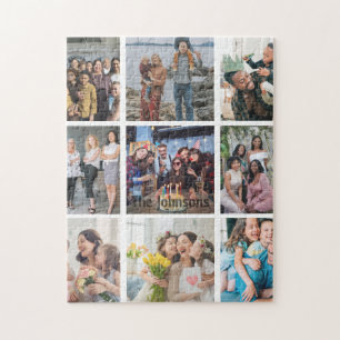 Quebra-cabeça Memórias da Família 9 Grade de Fotos Colagem Perso