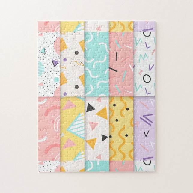 Quebra-cabeça Memphis Divertido Colorido (Vertical)