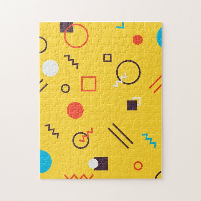 Quebra-cabeça Memphis geométrica urbana legal, única, moderna (Vertical)