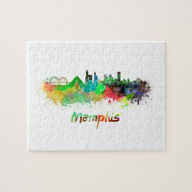 Quebra-cabeça Memphis skyline in watercolor (Horizontal)