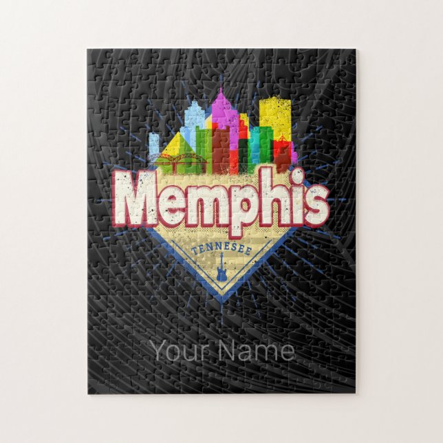 Quebra-cabeça Memphis Tennessee EUA Retro Skyline (Vertical)