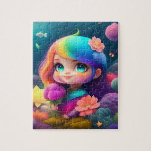 Quebra-cabeça Menina Colorida de Cabelo