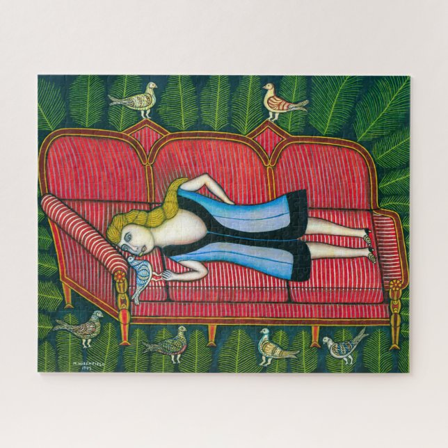 Quebra-cabeça Menina com Pombos | Morris Hirshfield | (Horizontal)