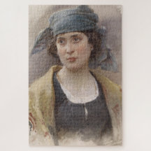 Menina com véu verde (por Ludwig Passini)