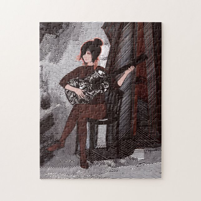 Quebra-cabeça Menina com violão (Vertical)