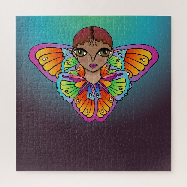 Quebra-cabeça menina da borboleta (Vertical)